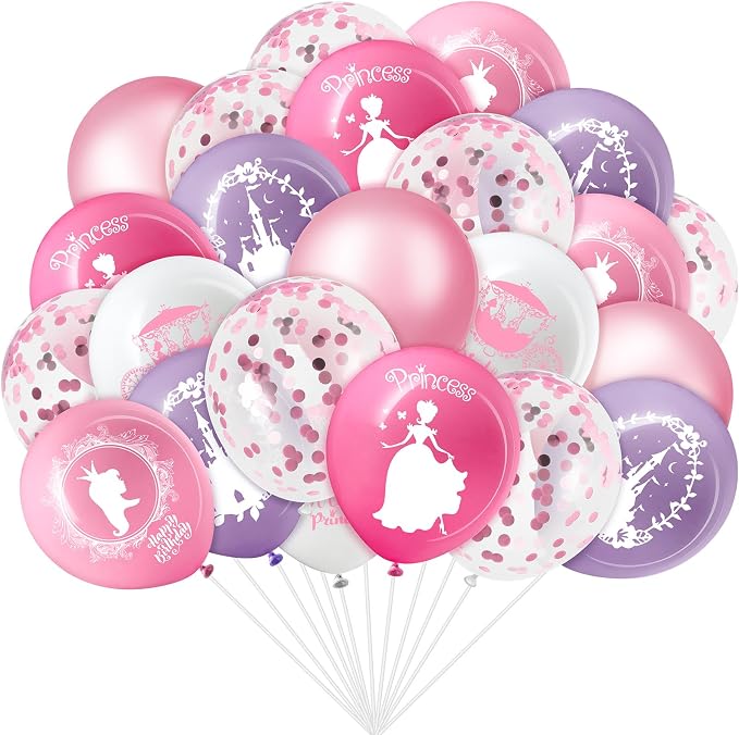 Civaner 48 Pieces Princess Balloons Bulk 12 Inch Pink Princess Themed Party by Civaner