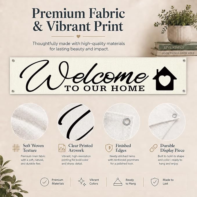 Welcome Banner Decor for Home, Rustic Wall Decor for Entryway, Welcome To Our - Image 5