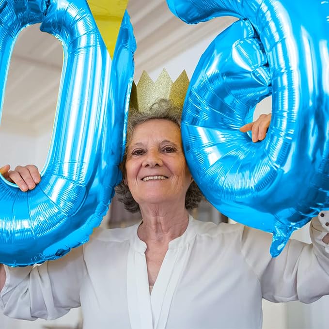 Blue 40 Balloon Numbers and Confetti Balloons, 40th Birthday Balloons Set - Image 6