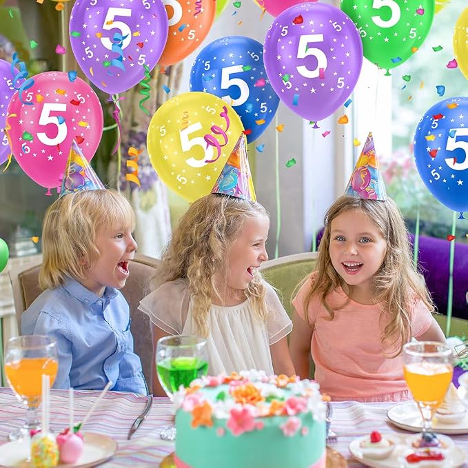 Ainiv 5th Birthday Balloons 18PCS, 12inch Numbers Printed Latex Balloons | 5th - Image 5