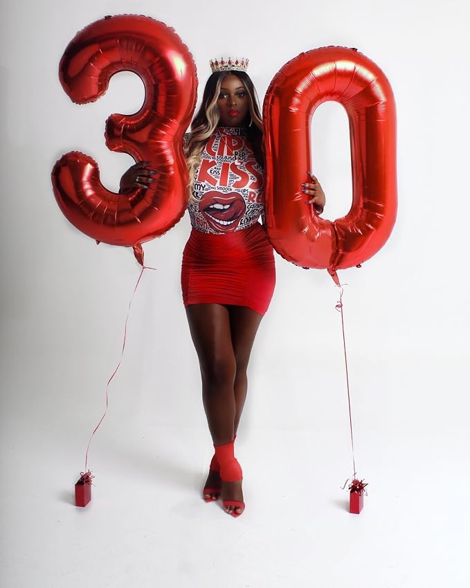 Red Number 3 Balloon 40 Inch, 3rd Birthday Party Decorations Men Women | Foil - Image 2