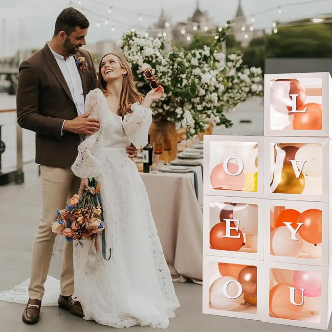 Baby Boxes for Baby Shower White Clear Balloon Box Blocks Gender Reveal - Image 7