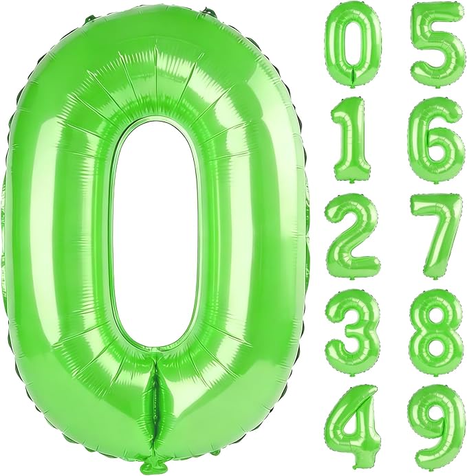 40 Inch Number 0 Balloons for Birthday Party Decorations, 0-100 Fruit Green by FOBELEC