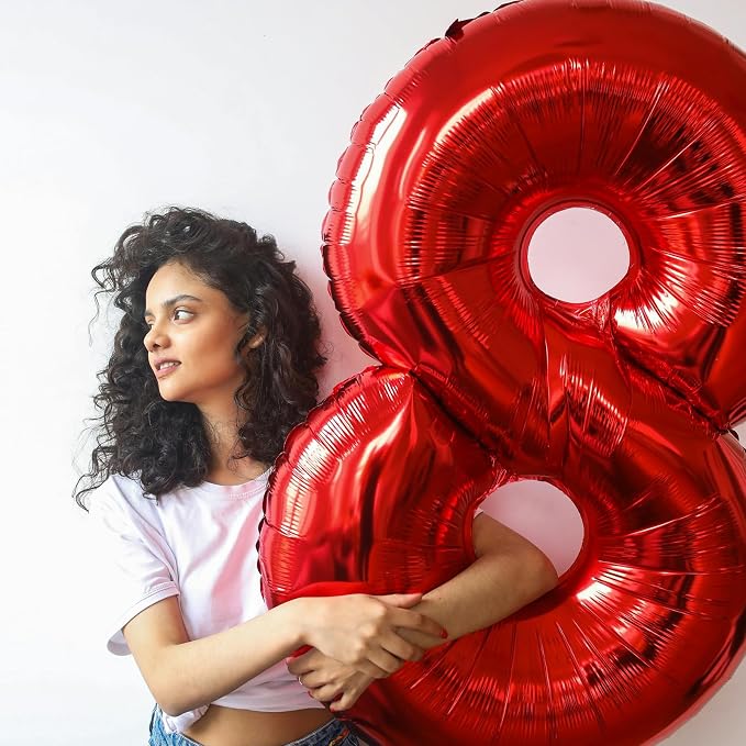 40 inch Number Balloon 0-9 Red Large Number 0 Balloons, Digital Balloons - Image 4
