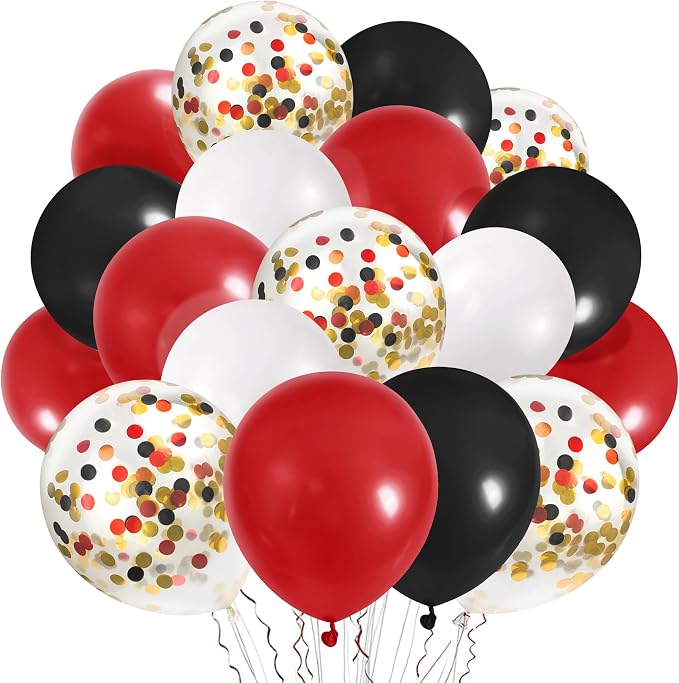 CANREVEL 50pcs 12 Inches Black Red Confetti Balloons Kit, Baby Shower, by CANREVEL