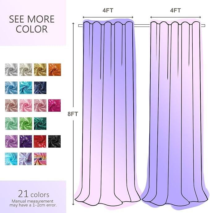 Hahuho Lavender Sequin Backdrop Curtain, Party Decoration（6 Panels, 2FT x 8FT - Image 7