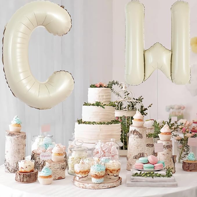 TONIFUL 40 Inch Large Cream White Letter W Balloons Giant Alphabet Letter - Image 4