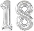 18 Balloon - Silver Birthday Number Balloons, 40 Inch Decorations Men Women | by ALPHADELTAPI