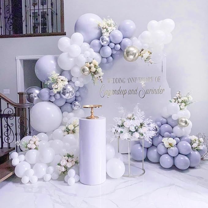 PartyWoo Dusty Blue Balloons 120pcs Boho Dusty Purple Muted Lavender Color | - Image 7