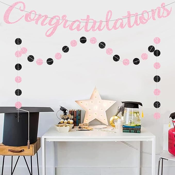 Pink Congratulations Banner Sign Prestrung Congrats Banner Garland - Image 5