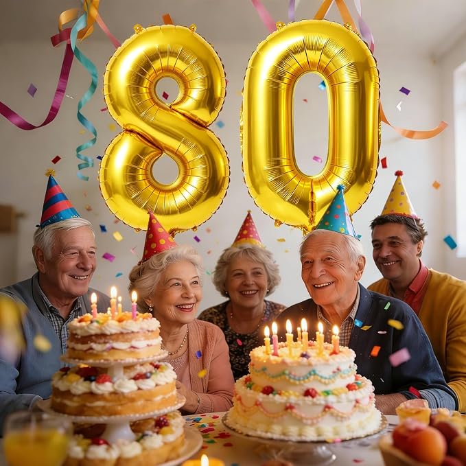 40 Inch Number 80 Balloons for 80th Birthday Party Decorations, 0-100 Gold - Image 2