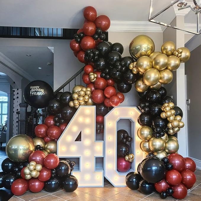 Red and Black Gold Balloons Arch Kit, Graduation, Anniversary, Prom Decorations - Image 6