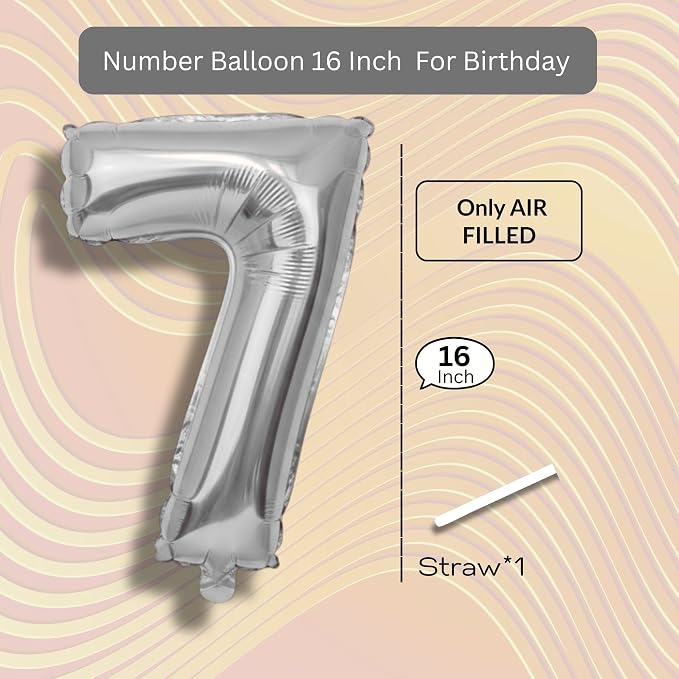 Blue Number Balloon 7 Mylar Foil Balloons 16 inch - Image 8