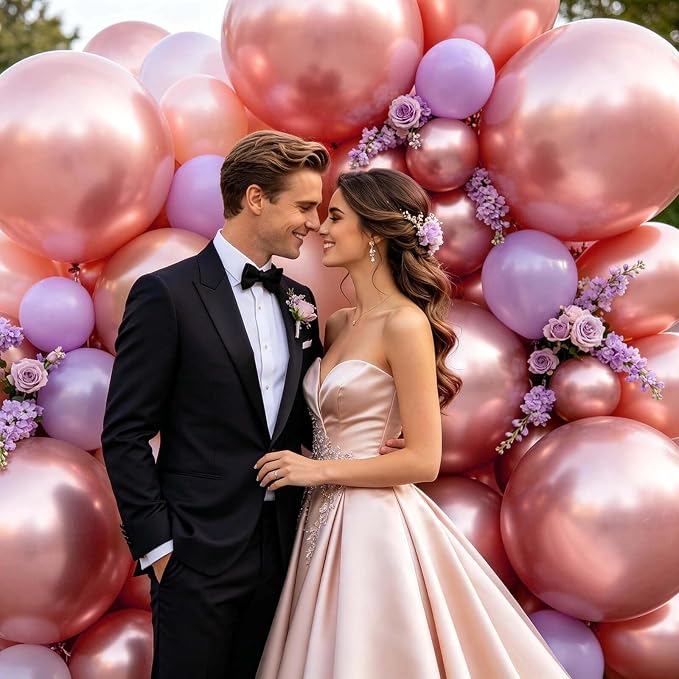 18 Inch Metallic Rose Gold Balloons 12 Pack Big Balloons Thick Latex Chrome - Image 3