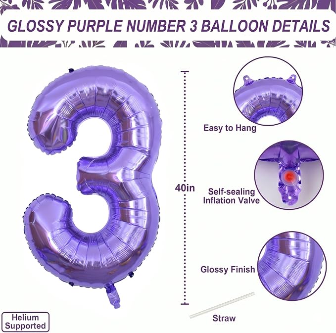 Purple Number 13 Balloon 40 Inch, Giant Metallic Foil Number 13 Balloons - Image 4