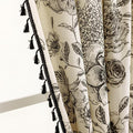 F-CHU Black Floral Farmhouse Curtains Living Room Drapes 90 Inch Length Cotton by F-CHU