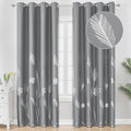 Blackout Curtains for Bedroom Living Room 84 Inches Long 2 Panels Silver Palm by ESTELARTEXTILER