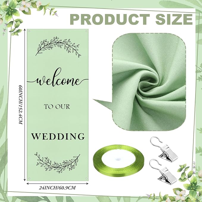 Yousoontic Welcome to Our Wedding Linen Rustic Wedding Welcome Banner Plain - Image 2