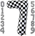 LHOAVWE Checkered Number 7 Balloons 40 Inch Giant Race Car Checkered 7 Balloons by LHOAVWE