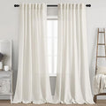 Elegant Cream Linen Curtains Semi Sheer Curtain 98 Inches Long by Nanspring