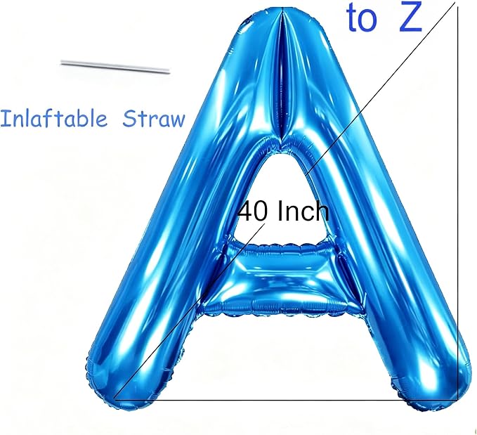 Letter E Balloon 40 Inch Blue, Giant Alphabet Foil Balloon, Big Mylar Party - Image 5