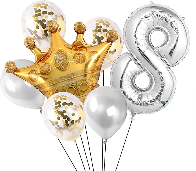 40 Inch Silver Number Balloons, Helium Mylar Foil Number Balloons - Image 2