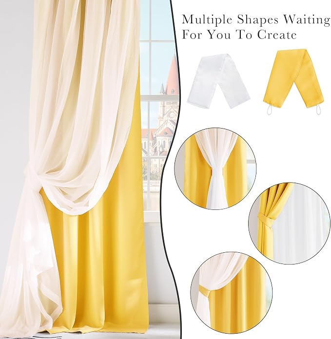 PONY DANCE Blackout Curtains, 52 W by 84 L, Lemon Yellow, 2 Pieces | Curtains - Image 9