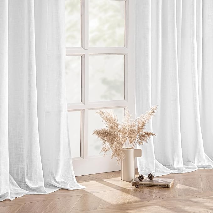 MIULEE White Linen Curtains 94 Inch Long 2 Panels - Image 5
