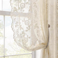 FINECITY Beige Lace Curtains Rustic Leaf Floral 42 x 84 Inch, 2 Panels | Rod by FINECITY