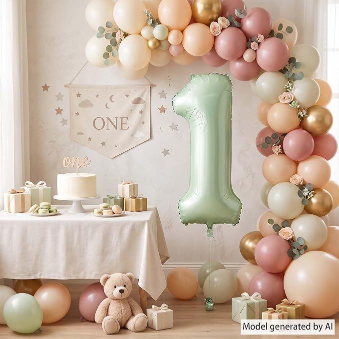 Olive Green Number 1 Balloon 40 Inch, Foil Numeral - Image 7