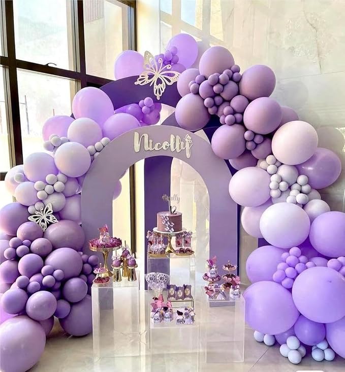 MEBAY Grey Violet Maca Purple Gold Balloons Garland Arch Kit - Image 7