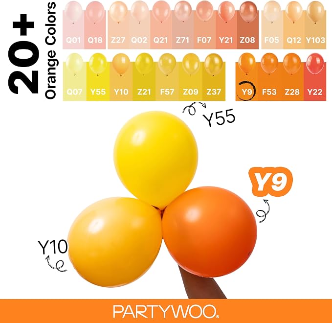 PartyWoo Orange Balloons 145pcs Fall Latex Helium Balloons Different Sizes | 18 - Image 4