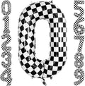 Checkered Number 0 Balloon 40 Inch, Large Foil Black and White Number Balloons by AIQINHU