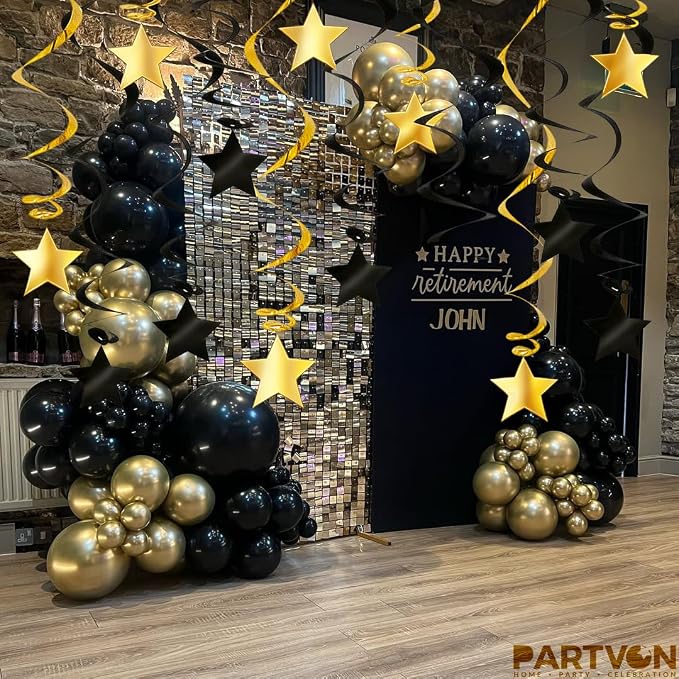 Black Gold Hanging Swirl Decorations - Image 5