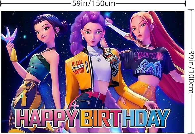 Cartoon Birthday Party Decorations, Happy Birthday Banner Backdrop - Image 3