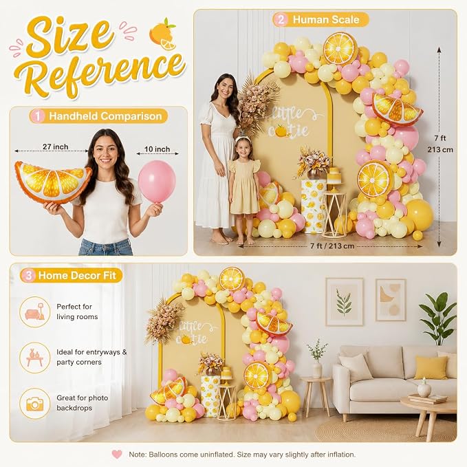 143Pcs Lemon Pink and Yellow Balloon Arch Kit, Lemonade Birthday Decor | - Image 4