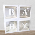 Baby Boxes with 4 Letters for Baby Shower 4pcs White Clear Balloon Box BABY by TILBLKUP