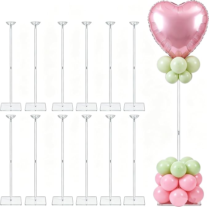12 Pack 23.6 Inch Clear Acrylic Balloon Stands, 23.6 Inch Balloon Stand Kit by Unknown