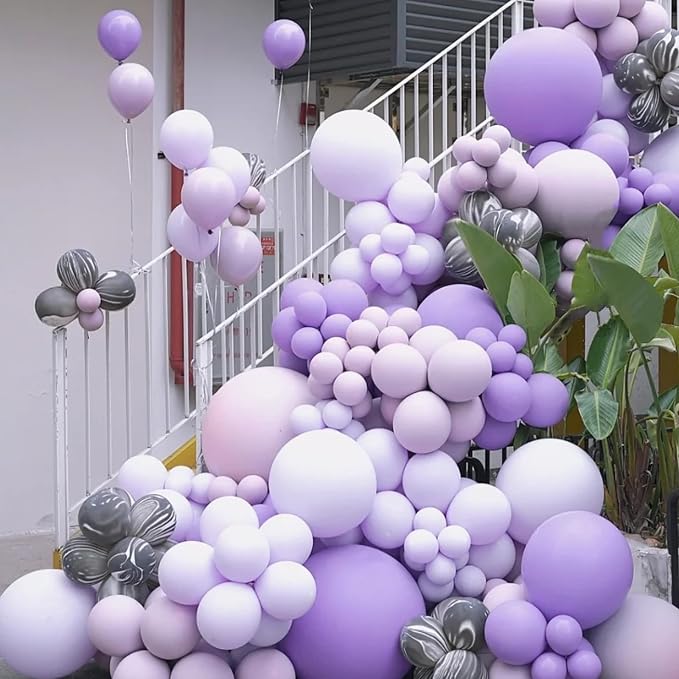 Voircoloria 130pcs Pastel Purple Balloons Arch Kit, 18 12 10 5 Inch | - Image 4