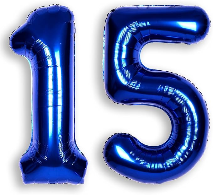 40 Inch Navy Blue Big Number 15 Balloon 0-9 Large Helium | Royal Blue Balloons by SULALABOO