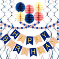 Navy Rose Gold Birthday Decorations | Happy Birthday Banner, Paper Honeycomb by ALLFUN