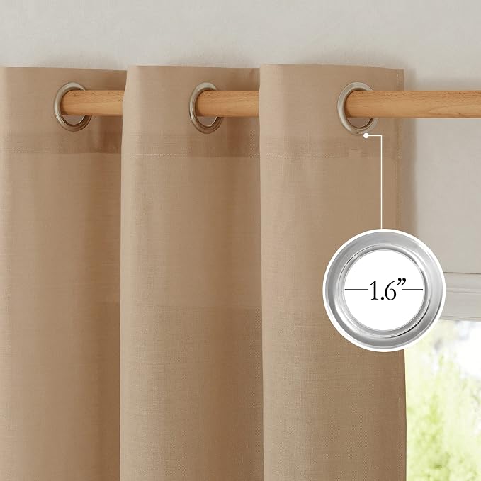 NICETOWN Thick Flax Linen Textured Bedroom Curtains, Grommet Casual & Rustic - Image 2