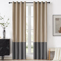 BULBUL Luxury Color Block Velvet Curtains 84 inch Long- Champagne Gray | Modern by ModernShinyVelvetCurtains