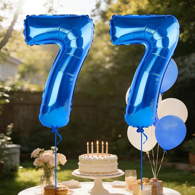 40 Inch Number 77 Balloons for 77th Birthday Party Decorations, 0-100 Dark Blue - Image 3