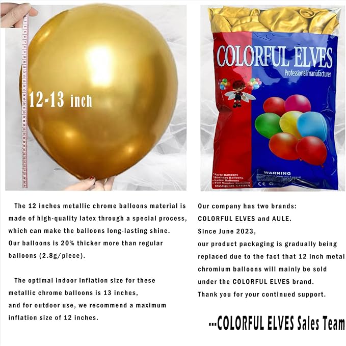 12 Inch 100 Pcs Latex Metallic Chrome Balloons Helium Shiny Thicken Balloons - Image 2