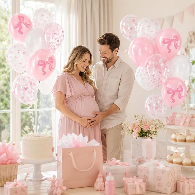 60pcs Pink Bow Balloons 12inch - Image 6