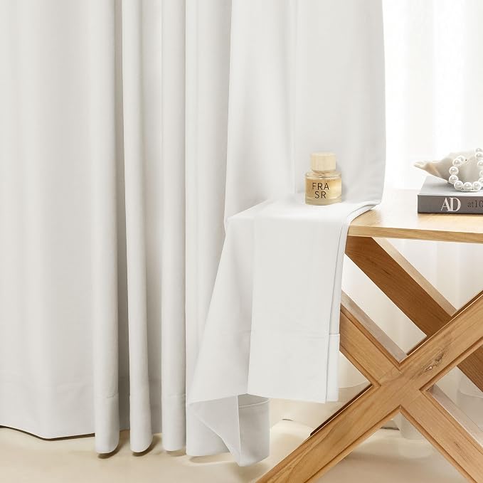 Beauoop Cream Velvet Curtains for Bedroom Living Room 52x84 2 Panels | Soft - Image 8