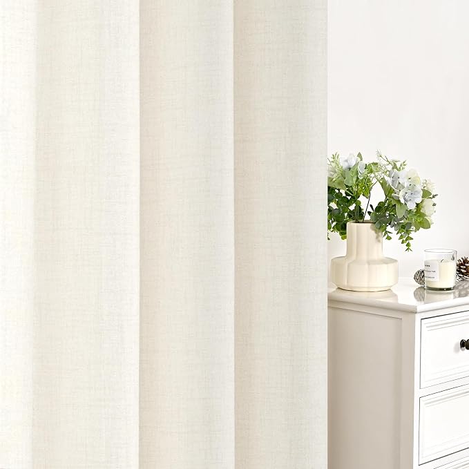 YoungsTex Ivory Linen Curtains 45 Inch Length - Image 7