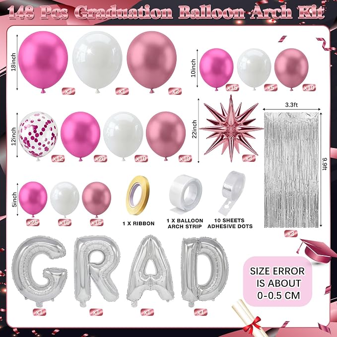 Capoda 148 Pcs Pink Balloon Garland Arch Kit Princess Party Decorations Balloons - Image 2
