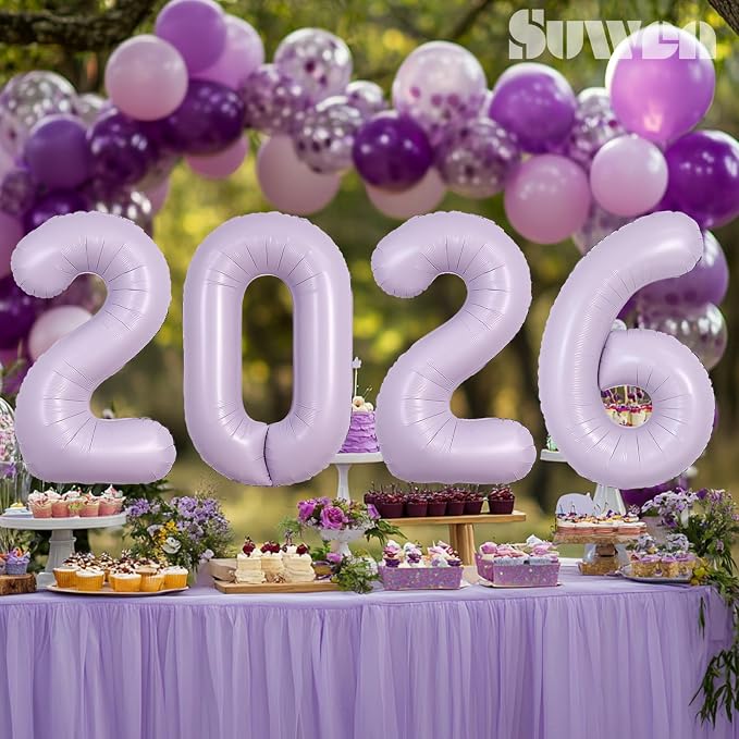SUWEN 40 Inch Light Purple Lavender Big 3 Balloon Number Foil Helium 0-9 | 3rd - Image 5